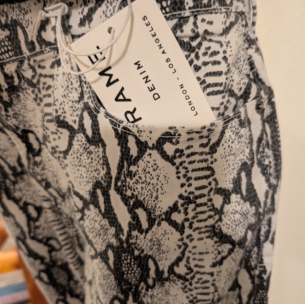 FRAME Ali High-Rise Cigarette Python-Print Jeans.